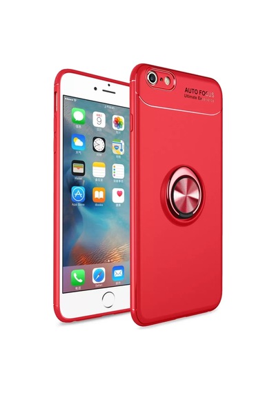 Newface Apple iPhone Uyumlu 6 Kılıf Range Yüzüklü Silikon - Kırmızı