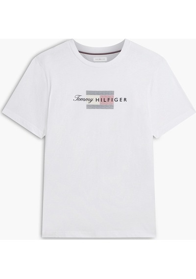 Tommy Hilfiger Scrıpt Flag Regular Tee Erkek Beyaz T-shirt - Mw0mw43226