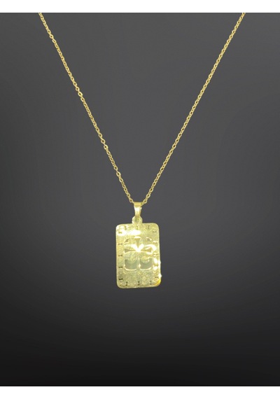 Dikdörtgen Plaka Model Gold Renk Antialerjik, 316l Çelik Kolye - Modern Ve Trend Tasarım Gold