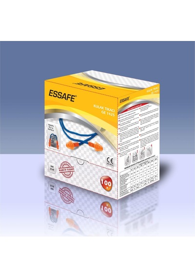 Essafe Çam Tipi Kulak Tıkacı Kordonlu Kutulu 24dB GE 1425 50 Adet
