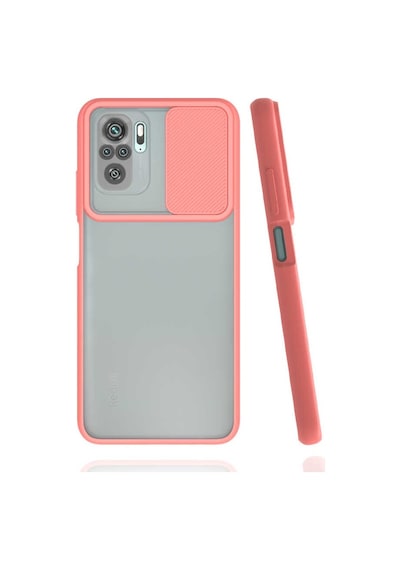 Kilifone - Xiaomi Uyumlu Redmi Note 10 - Kılıf Slayt Sürgülü Arkası Buzlu Lensi Kapak - Pembe Açık