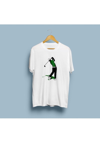 Oversize Golf Tasarım Unisex T-shirt Beyaz