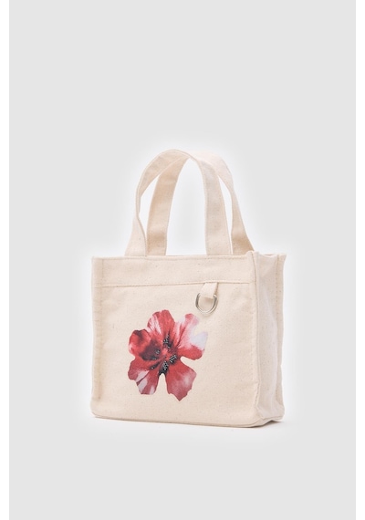 Shule Bags Salva Mini Desenli Kanvas Çapraz Çanta Krem Krem