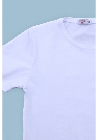 Fyk Kids Düz Model Farklı Renk Seçeneği Ile Unisex Çocuk Tişört Beyaz