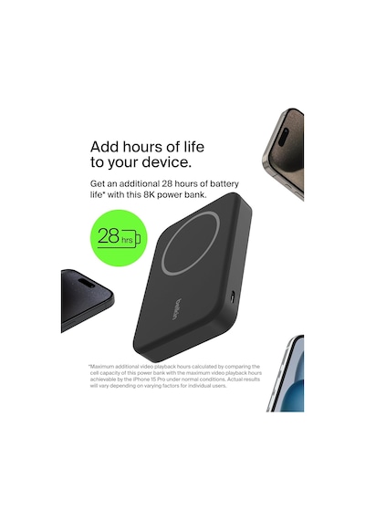 Boostcharge Pro Kablosuz Powerbank 8000mah, Qi2, Magsafe Uyumlu Taşınabilir Şarj Cihazı + Dahili Açılır Ayak - İphone 17, 16, 16 Pro Max, İphone 15 Ve Daha Fazlası İçin - Siyah
