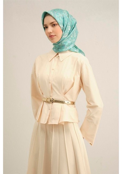 Armine Desenli Saf Ipek Sura Eşarp 9304-20 Yeşil