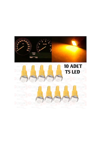 T5 Led Gösterge Led Kadran Ampül 12V Mini Dipsiz 10 Adet 12V Beyaz