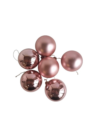 Yılbaşı Top Süs Rosegold 6cm 6lı Mat Parlak