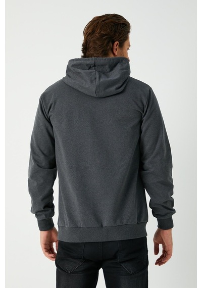 MMetalic Antrasit Erkek Kapüşonlu Kanguru Cepli Sweatshirt