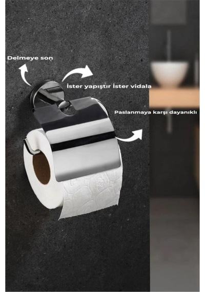 Tuvalet Kağıtlığı Krom Geniş Kapaklı Wc Kağıtlık Tuvalet Kağıdı Askısı Beyaz Diğer