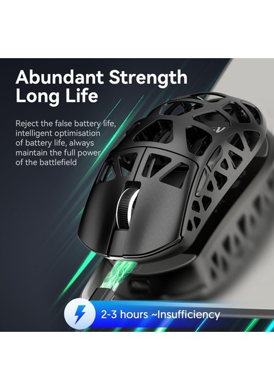 R3 Magnezyum Alaşımlı Kablosuz Gaming Mouse 46g Ultra Hafif, Pixart Paw3395 Sensör, 8k Tepki Hızı, Bt/2.4g/kablolu Üçlü Mod, 26000 Dpı Ayarlanabilir, Windows/xbox/ps Uyumlu - Black