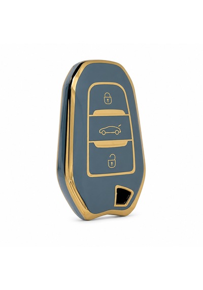 Autohan Keys Peugeot Anahtar Koruma Kılıfı, Gri-altın Renk, Nano Kaplama, 208 308 508 2008 3008 5008 Rifter Modelleri İçin, Sustasız