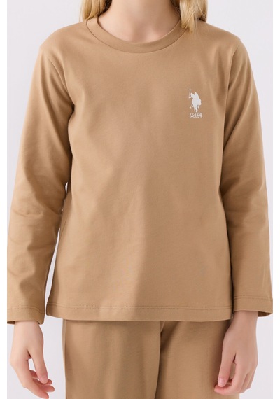 U.s. Polo Assn Kız Çocuk Kahverengi Pijama Takımı Kahverengi