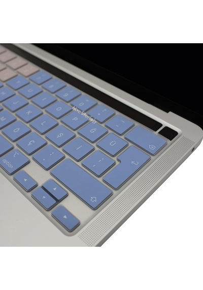 Apple Macbook Uyumlu Klavye Koruyucu Türkçe Q A2338 M1 M2 13 İnç A2251 A2289 A2141 16 İnç Uk Iso Ters L Enter Silikon Keyboard Cover Touch Bar Mavi Pembe