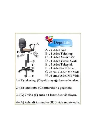 Depolife Çocuk Genç Odası Bilgisayar Çalışma Koltuğu Amortisörlü