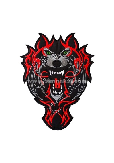 Kurt Cakal Kafası Mont Arması Nakış Işleme Arma Pec 23X30 Cm