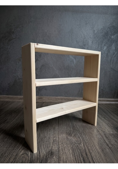 Nest Wood Doğal Ham Ahşap Baharatlık Rafı Mutfak Tezgah Üstü Düzenleyici Baharat Standı 38x35 Cm Açık Ahşap
