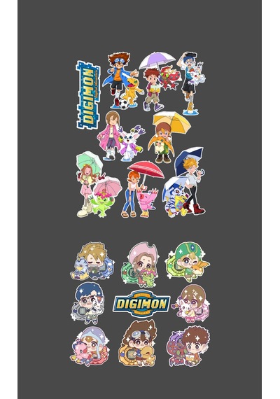 Digimon - Digital Monster Anime 2li Sticker Set Telefon-laptop Süsleme-ödül Çıkartmaları