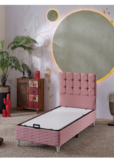 Beehanem 120x200 Bengü Baza+başlık Yataksız Pembe 120 X 200