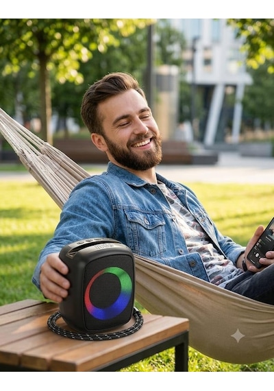 Bluetooth Hoparlör 8w Rgb Led Usb Hafıza Kartı Destekli Üst Kısmı Rose