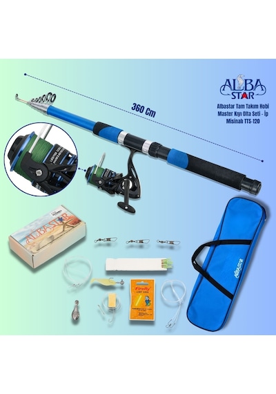 Albastar Tam Takım Hobi Master Kıyı Olta Seti İp Misinalı 360 Cm - Tts120
