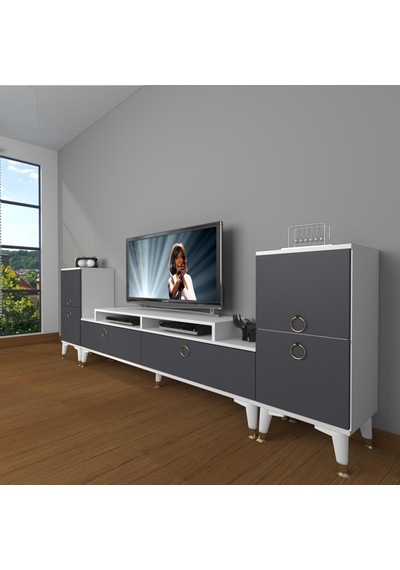 Decoraktiv Ekoflex On2 Mdf Gold Tv Ünitesi Tv Sehpası Beyaz - Antrasit
