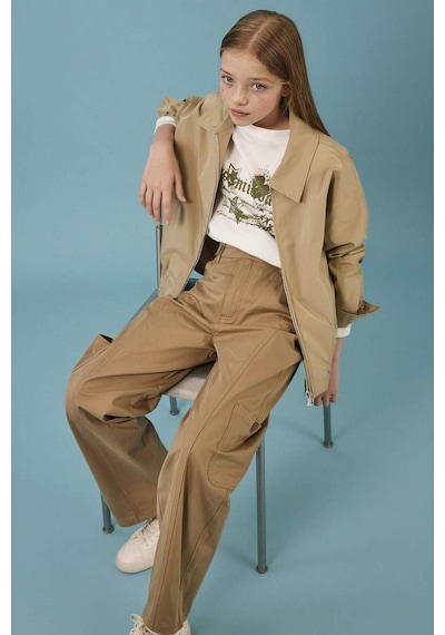 Defacto Baggy Fıt Gabardin Pantolon Kız Çocuk H1949a826smkh436 Haki-kh436