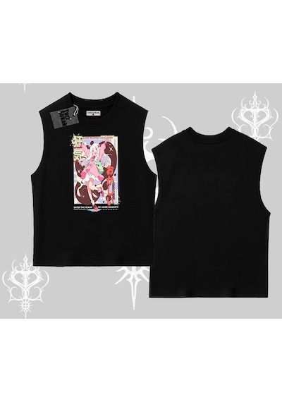 Tarzsokak Kolsuz Tshirt Madness Unleashed Anime Girl Baskılı Siyah