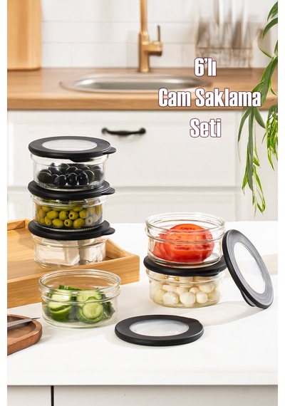 Porsima 4381 Flat 6 Lı Cam Çok Amaçlı Saklama Kabı