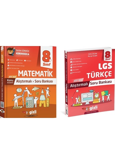 Gizli 2025 8. Sınıf Lgs Matematik + Türkçe Alıştırmalı Soru Bankası Seti 2 Kitap
