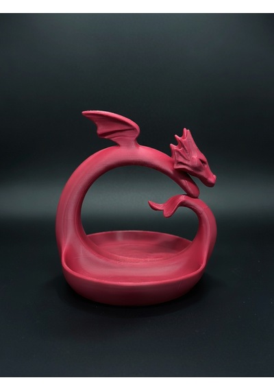 Ejderha Figürlü Tepsi - 3d Baskı Fantastik Dragon Organizer & Dekoratif Obje Bordo