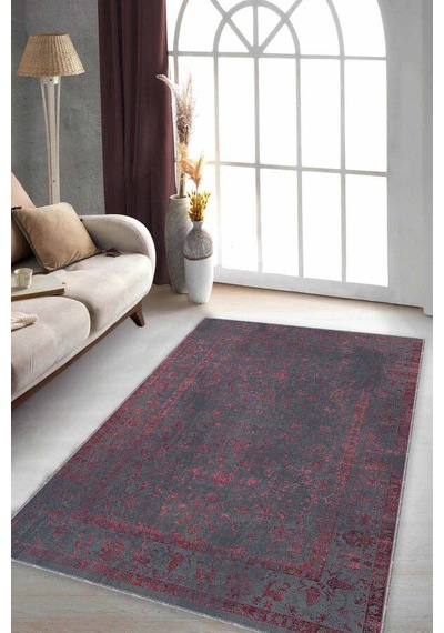 Pembe Vintage Kaymaz Tabanlı Makinede Yıkanabilir Halı Kr025n11