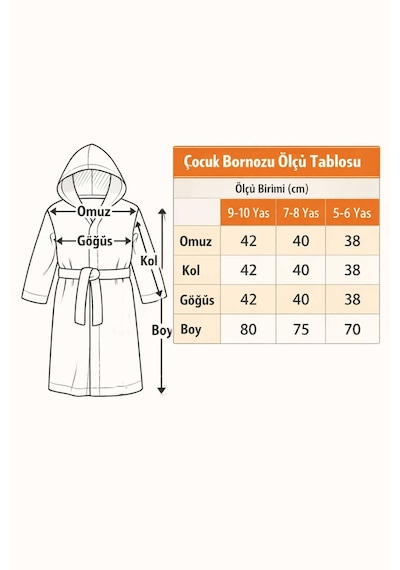 Ayıcık Figürlü Nakışlı Kapüşonlu Çocuk Bornozu Renkli