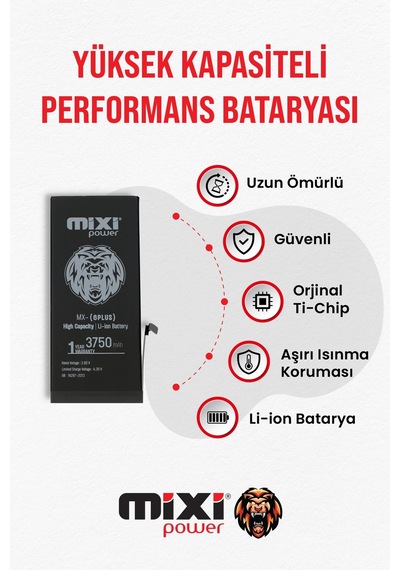 Apple Uyumlu iPhone 6 Plus  Yüksek Kapasiteli Batarya, Pil Sağlığı Yüzde Gösterir,