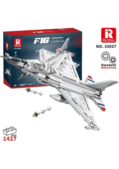 Reobrix 33027 F-16 Jet Uçak Yaratıcı Yapı Blok Seti Building Blocks F-16 Fighting Falcon -1427parça