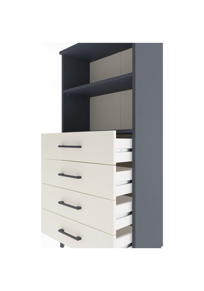 Arges Dolap 2 Raflı 4 Çekmeceli 60x30x134 Antrasit-aytaşı Antrasit