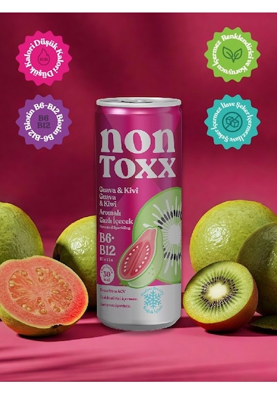 Nontoxx Guava & Kivi Aromalı, Sirkeli, Gazlı İçecek 250 Ml