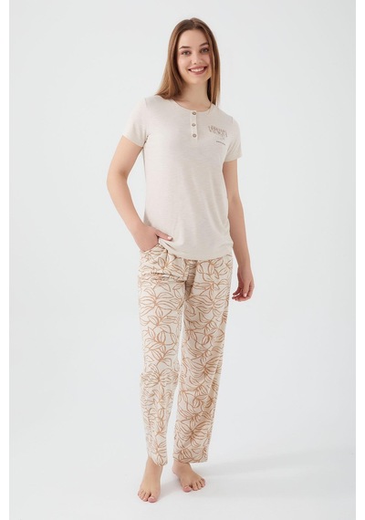 Pierre Cardin 8521 Tropical Vibes Kadın Kısa Kol Pijama Takım 001