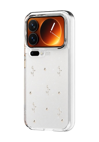 Xiaomi 17 Pro Max Uyumlu Kılıf Simli Parlak Çiçek Desenli Telefon Kılıfı Kapak NO4