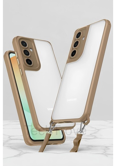 Samsung Uyumlu Galaxy A14 Kılıf Kamera Korumalı Şeffaf Arka Yüzeyli Askı Aparatlı Kapak