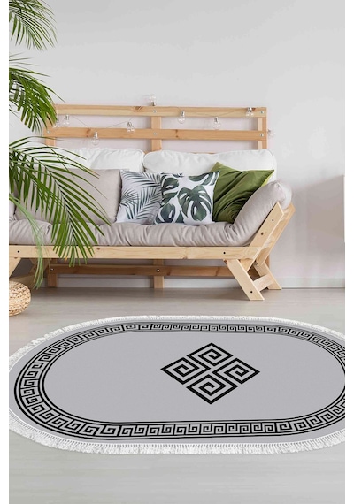 Eko Trend Djt Banyo Paspası Yıkanabilir Kaymaz Taban 656m Oval Modern gri