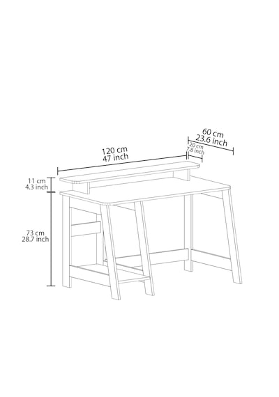 Country Ergonomik Çalışma Masası, Modern Bilgisayar Masası - Beyaz/Antik Ceviz