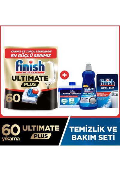 Finish Ultimate Plus Bulaşık Makinesi Deterjanı Kapsül Tablet 60 Adet + Temizlik Ve Bakım Seti