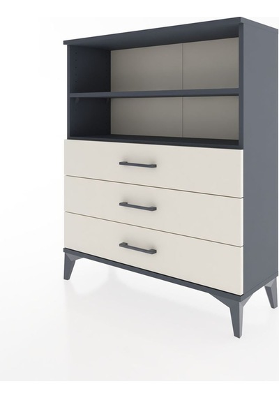 Arges Şifonyer 2 Raflı 3 Çekmeceli 88x30x106 Antrasit-aytaşı Antrasit