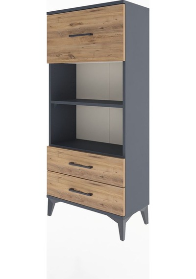 Arges Dolap 2 Raflı 3 Çekmeceli 60x30x134 Antrasit-çam Antrasit