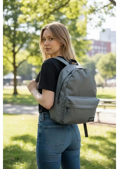 Elegance Gri Unisex Günlük Okul Seyahat Sırt Çantası Gri