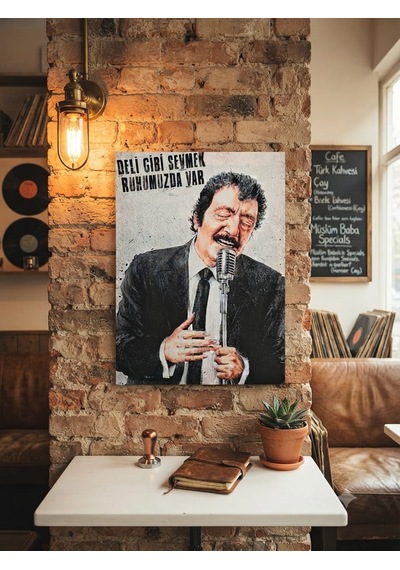 Tablo 40x60cm Orta Boy Kafe Ve Restoran Hediyelik Duvar Aksesuarın Müslüm Siyah