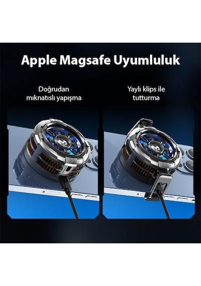 Memo Cx08 Apple Uyumlu iOS Android Soğutucu 15w Manyetik + Arka Klips 2'si 1 Arada Yarı İletken Soğutma Fanı Radyatörü