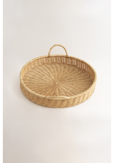 Meander Doğal Rattan Kulplu Tepsi 35x5x10 Cm 4582 L