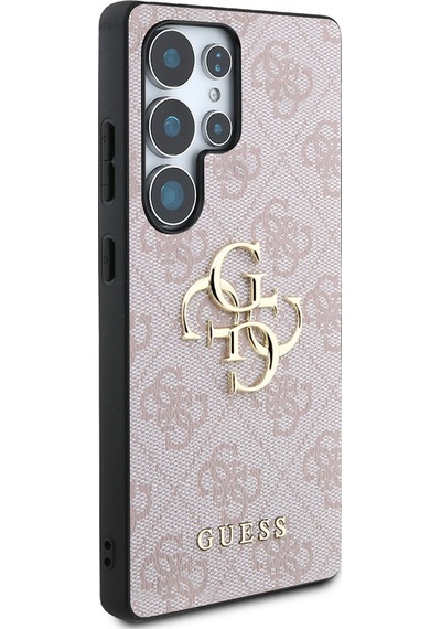 Galaxy Uyumlu S25 Ultra Kılıf Guess Lisanslı Pu Deri 4g Desenli Metal Büyük 4g Ve Yazı Logolu Kapak Pembe